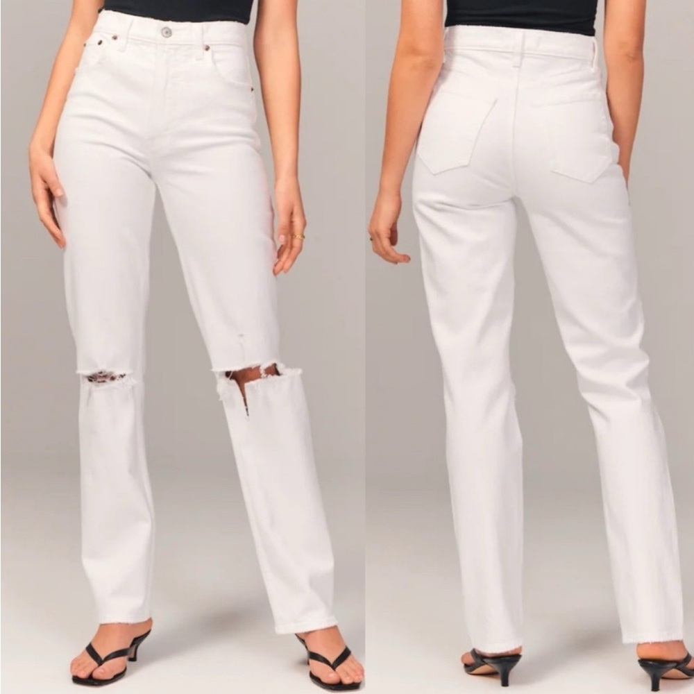 Abercrombie & Fitch White Straight Leg Jeans